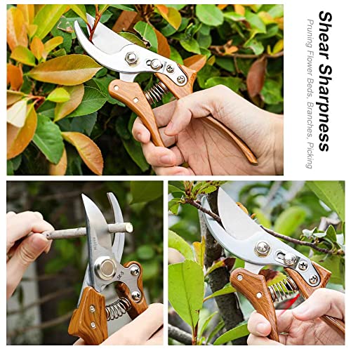 Pruning Shears, High Carbon Steel Heavy Duty Anti-Slip Garden Shears - color: Wood Grain