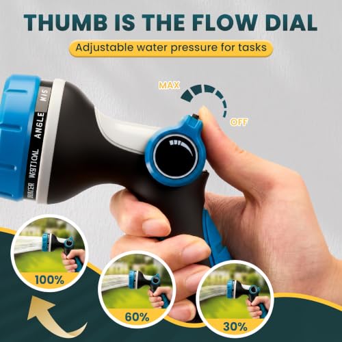 Garden Hose Nozzle,Water Hose Sprayer Thumb Control with 10 Spray Patterns - color: Blue