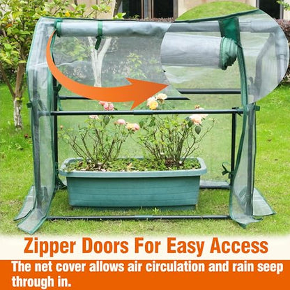 Gardzen Mini Greenhouse with Mesh Cover 36.2"(L) x18.9(W) x33.3(H) - size: 36”(L) x18”(W) x33”(H)
