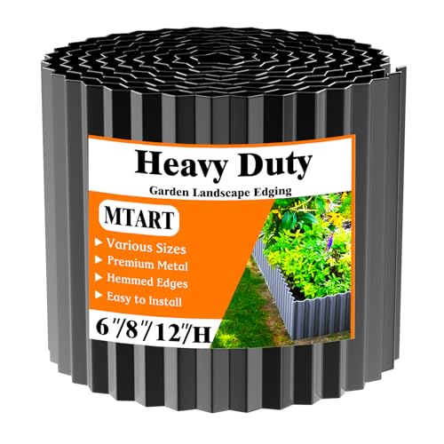 MTART Corrugated Metal Edging for Landscaping, Sturdy Garden Edging Border for Flower Bed, Lawn and Landscape Edging (Black, 6"×20Ft) - color: Black, size: 6"×20Ft