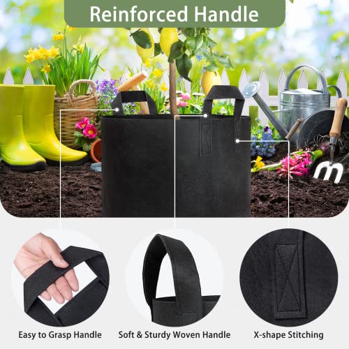 GreatBuddy Grow Bags 10 Gallon 6-Pack, Heavy Duty Fabric Grow Bags with Handles for Vegetables, Herbs, and Tomatoes, Fabric Pots & Planting Bags for Outdoor Home Gardening - size: 10 Gal