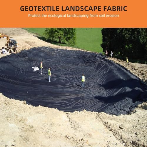 Towallmark 6 oz Heavy Duty Non-Woven Geotextile Fabric 4 ft x 50 ft, 350N Tensile Strength Landscape Fabric for Driveway Stabilization, French Drain, Erosion Control & Road Base - size: 4FTx50FT-6.0OZ