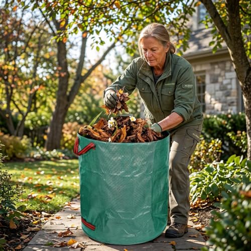 Heavy Duty 72 Gallon Reusable Garden Leaf Bags - 6 Pack Collapsible Yard Waste Sacks with 3 Reinforced Handles - Waterproof Debris Storage for Lawn, Grass, Gardening Clean-Up - 6 Pieces