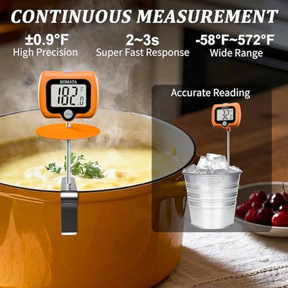 BOMATA Digital Candy Thermometer with Pot Clip, Deep Fry Oil Thermometer - color: Orange