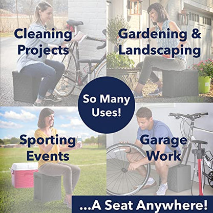 Simplay3 Handy Home 3-Level Heavy Duty Work/Garden Seat - 12" x 15" x 9" - Gray, Made in USA - color: Grey