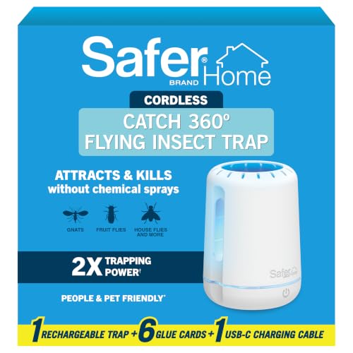 Safer Home Catch 360° Cordless Flying Insect Trap - size: 1 Cordless Trap + 6 Glue Cards
