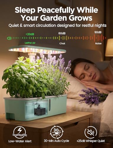 LetPot LPH-Air Hydroponics Growing System Kits, APP & WiFi Controlled Smart Indoor Garden with Adjustable 24W Grow Light Full Spectrum, 10 Pods Planter Indoor Gardening for Gifts, Kitchen, Vegetable - size: 10 Pods-Green