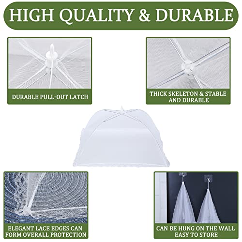 ZMCINER 5 Pack Food Tents Food Covers for Outdoors Mesh Screen Include 1 Extra Large (40"X 24") & 4 Standard (17"X 17") Collapsible and Reusable Mesh Food Covers for Outside, Fruit Cover - size: 5 PACK (1*XXL+4*L)