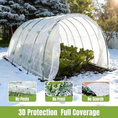 10x30Ft Plant Freeze Protection Cover with 36 Hoops & Clips