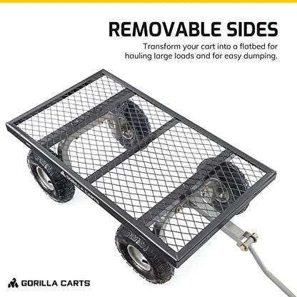 Gorilla Carts Steel Utility Cart, 800 lb Capacity, 4 Cu Ft., Black, 2-Pack
