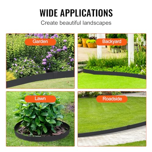 VEVOR Steel Landscape Edging, 4-Pack Steel Garden Edging Borders, 40" L x 12" H Strips, Hammer-in Edging Border with 6 Clips, Bendable Metal Landscape Edging for Yard, Garden, Lawn - size: 40" L x 12" H,4 Pack, style: Modern