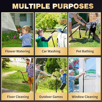 Garden Hose 25 ft Water Hose Flexible Heavy Duty Outdoor Lightweight No Kink Long Non-Expandable High Pressure Flat Hoses Pipe 100’ Strong 3/4’’ Brass Fitting for Outside Yard Lawn Car Wash - size: 25FT