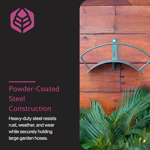 Yard Butler Heavy Duty Wall-Mounted Hose Hanger - Classic Design, Green - color: Weathered Green, size: 5/8"