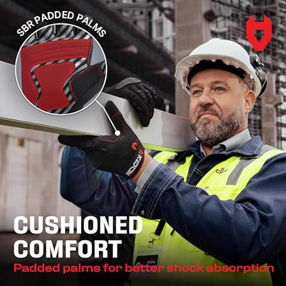 NoCry Heavy Duty Work Gloves for Men with Reinforced Palm and Non-Slip Grip - size: Medium, style: Pro