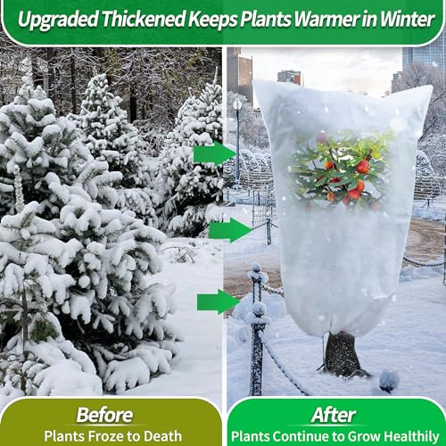Avalution Plant Covers Freeze Protection, 5 Packs Frost Cloths for Outdoor Plants, 32" X40" Reusable Frost Blankets, 2.2oz Tree Cover Freeze Protection Drawstring Bags for Potted Shrub - size: 32"*40"-5PACK
