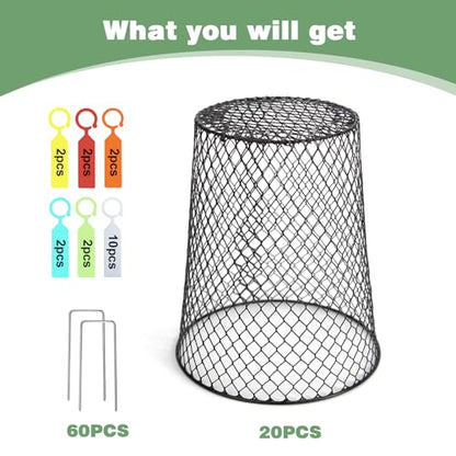 20 Pcs 6.8"×7.4" (Multiple Sizes/Quantities Available) Seedling Plant Protectors from Animals, Chicken Wire Plant Cage Garden Cloche to Protect Plants Vegetables from Rabbits Squirrels Chicken ﻿ - size: 6.8"×7.4"