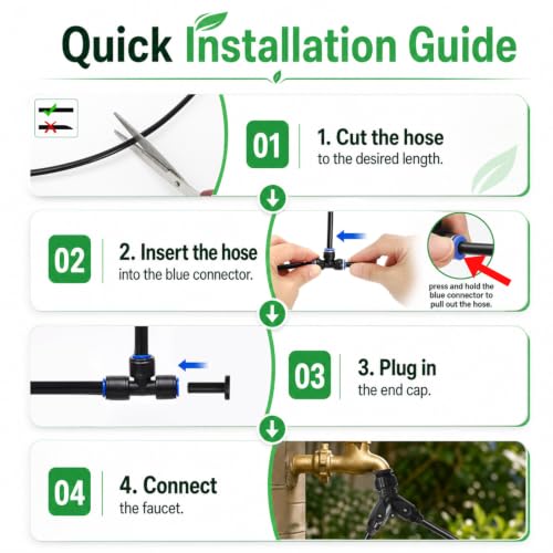 Bonviee 240FT Drip Irrigation System with Adjustable Nozzles - size: 240ft