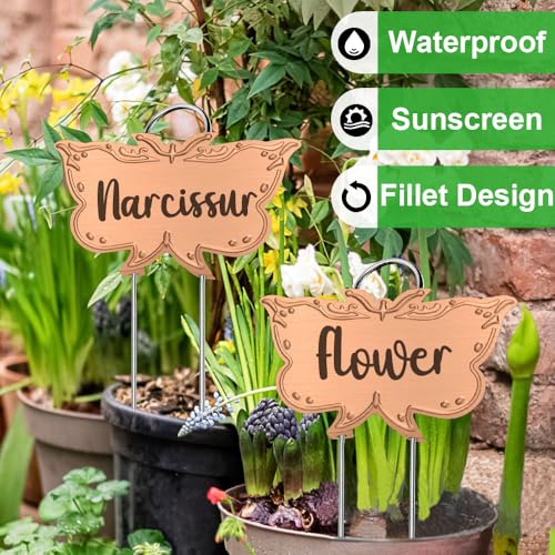 Metal Plant Labels, Waterproof Garden Sign 25 Pack Gold Plant Tags - color: Gold Butterfly, size: 25 PACK SUS 304 Garden Labels
