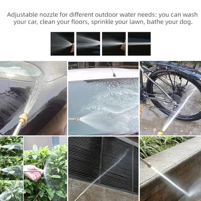 Hose Sprayer Nozzle Heavy Duty High Pressure Water Adjustable Spray Gun - color: Silvery