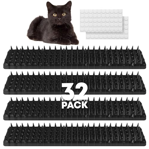 Petfolio 32 Pack Scat Mat - 13.3 x 3.3 Inch Cat Spike Mat With 1 Inch Spike Is A Perfect Pet Training Mat For Cat Repellent Indoor & Outdoor To Deter Cats, Dogs & Other Animals For All Seasons (Black) - color: Black 32PCS