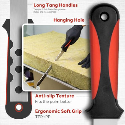 Insulation Knife - Sod Cutter Knife: stainless steel 11.14-Inch sharp blade, double side utility Lawn Repair Saw with Nylon Sheath - color: Long Red