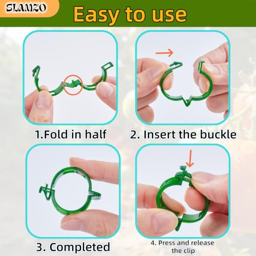 300Pcs Green Plant Support Clips for Vine Veggies Flowers,Weatherproof Sturdy Plastic, Tool-Free Quick Setup, Avoids Stem Scratches, Manually Screened Flawless Clips - color: Green