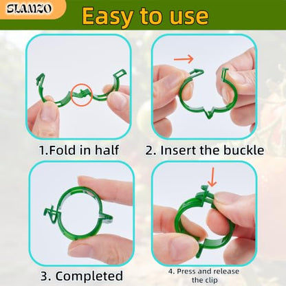 300Pcs Green Plant Support Clips for Vine Veggies Flowers,Weatherproof Sturdy Plastic, Tool-Free Quick Setup, Avoids Stem Scratches, Manually Screened Flawless Clips - color: Green