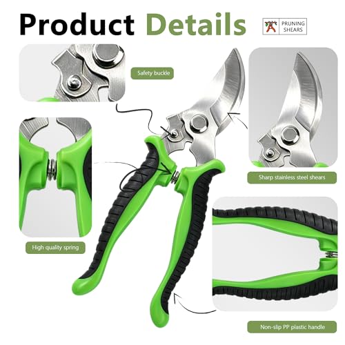 15Pcs Garden Tool Set Heavy Duty Stainless Steel Gardening Hand Tools with 5 Garden Shears Non-Slip Rubber Grip Spade Shovel Organizer Handbag Gardening Gifts for Family Friends