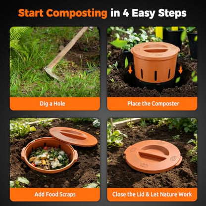 In-Ground Worm Compost Bin, 2 Pack 3.3 Gallon Worm Composter