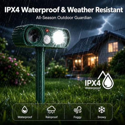 Solar Ultrasonic Animal Repellent Outdoor, Deer Repellent Devices - size: 2-Pack