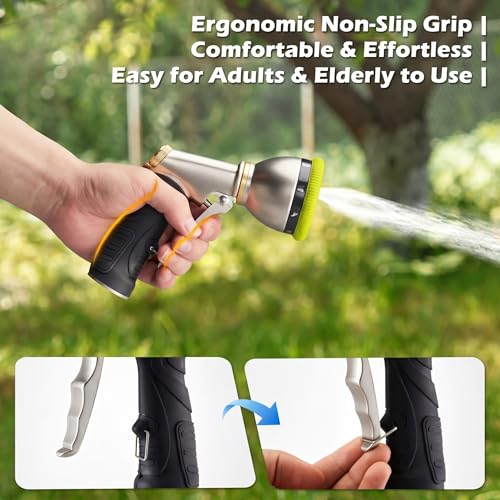 Garden Hose Nozzles,Heavy Duty Metal 9 Spray Patterns Water Hose Sprayer - color: Green