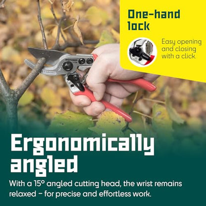 BERGER Pruning Shears for Small Hands – Professional Compact Garden Pruners with 15° Angled Cutting Head, Forged Aluminum Handles, Replaceable Blade & Counter-Blade – 1104 - size: 18.5x6x2.5 cm