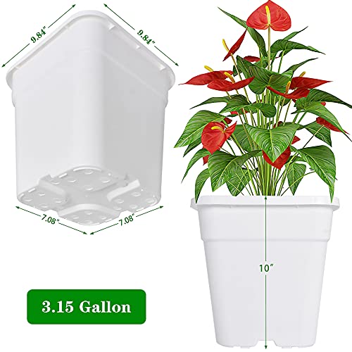 Square Planter Nursery Pots 3.15 Gallon Pots for Plants, Injection Molded Plastic Nursery Pots, Plant Container White 3.15 Gal 10-Pack - color: White, size: Square-10inch-10pcs