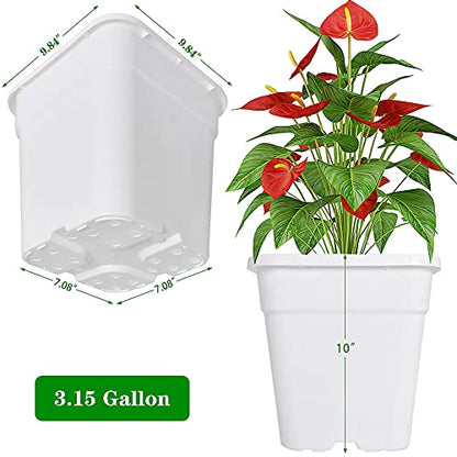 Square Planter Nursery Pots 3.15 Gallon Pots for Plants, Injection Molded Plastic Nursery Pots, Plant Container White 3.15 Gal 10-Pack - color: White, size: Square-10inch-10pcs