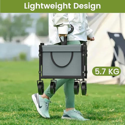 Blomoba Folding Wagon Cart with Wheels, 220lbs Utility Wagon Cart, Grey - color: Gray, size: Medium Without Tailgate