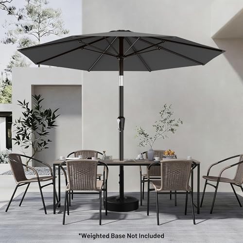 AreShark 9FT Outdoor Patio Umbrella with Tilt and Crank, Gray - color: Gray, size: 9ft
