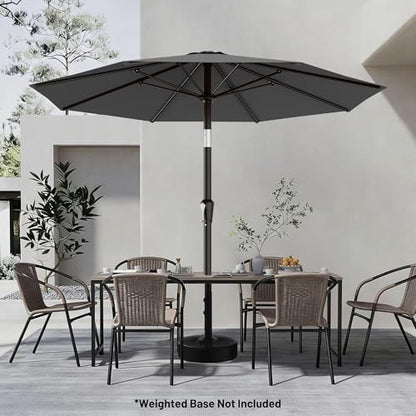 AreShark 9FT Outdoor Patio Umbrella with Tilt and Crank, Gray - color: Gray, size: 9ft