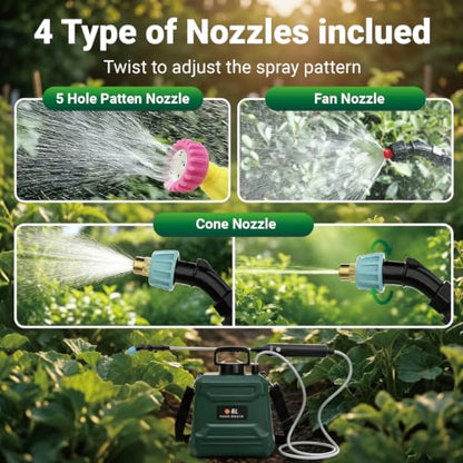 Battery Powered Sprayer 2 Gallon Powerful Electric Weed Sprayer Pump Garden - color: Green