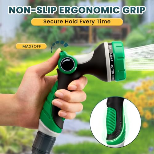 Garden Hose Nozzle,Water Hose Sprayer Thumb Control with 10 Spray Patterns - color: Green