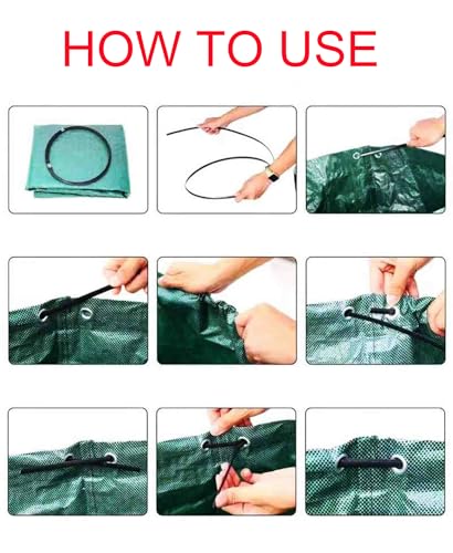 Reusable Garden Waste Bag, 80 Gallon Capacity, Heavy Duty with 4 Handles, Green,Collapsible Gardening Containers for Lawn and Leaf Trash,Weed Bag ﻿ (1)