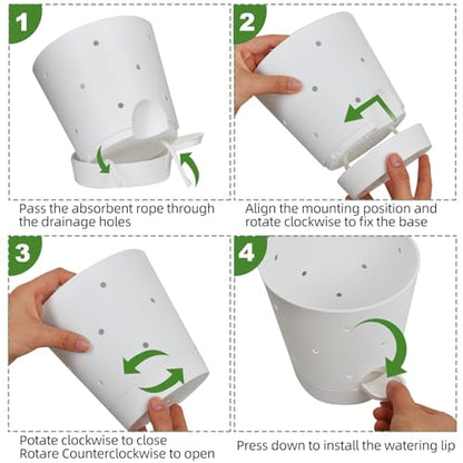 Vanslogreen 6 Inch Orchid Pots with Holes, Self Watering Plant Pots, 2 Pack - color: White