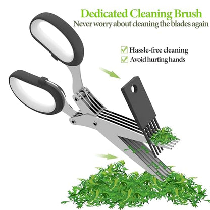 2026 Upgraded Herb Scissors, 5-Blade Kitchen Herb Shears - color: Black