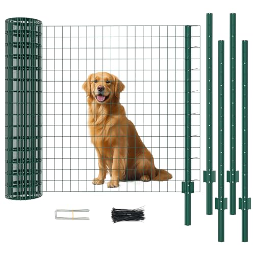 DoCred Welded Wire Fence 45.3inx 50ft, PVC Anti-Rust Coated Metal Wire Mesh - color: Green, size: 45.3Inch x 50FT