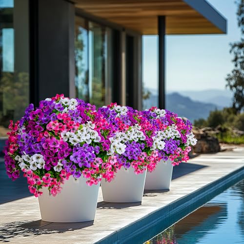 AXYLEX Artificial Pansies Outdoor, 16 Bundles Fake Plants (Multi 4) - color: 16 Pcs - Red Pink+purple+white+magenta