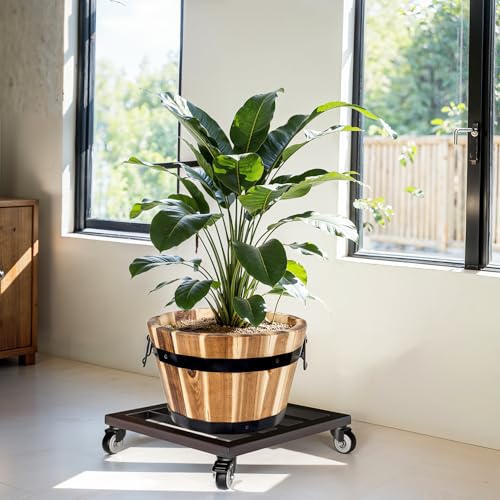 Idzo Upgraded Lockable Heavy Duty Trolley Capacity 385lbs, 12 Inch, Black, Large Plant Pots, Parasol Stands and Bases or Plant Stand with Wheels - size: 12 INCH