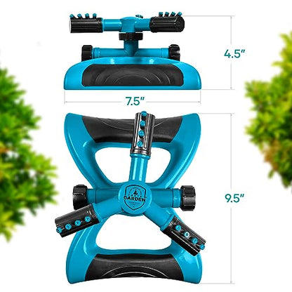 Joeys Garden Rotating Lawn Sprinkler for Yard & Kids, 360° Coverage, Blue - color: BLUE