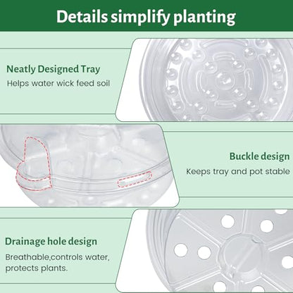 Bluepro Self Watering Pots for Indoor Plants, 6.5 Inch, 12-Pack - size: 6.5 Inch-12Pcs