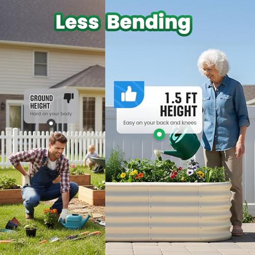 Quictent Galvanized Oval Raised Garden Bed Kit, 6x3x1.5 ft