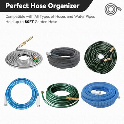 Heavy-Duty Wall Mount Hose Holder, Holds 50-150 FT Hoses, White