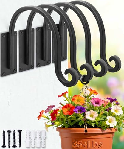 Heavy Duty Plant Hanger Bracket 4-Packs, Outdoor Metal Plant Hangers - size: 1A-8“ 4PCs